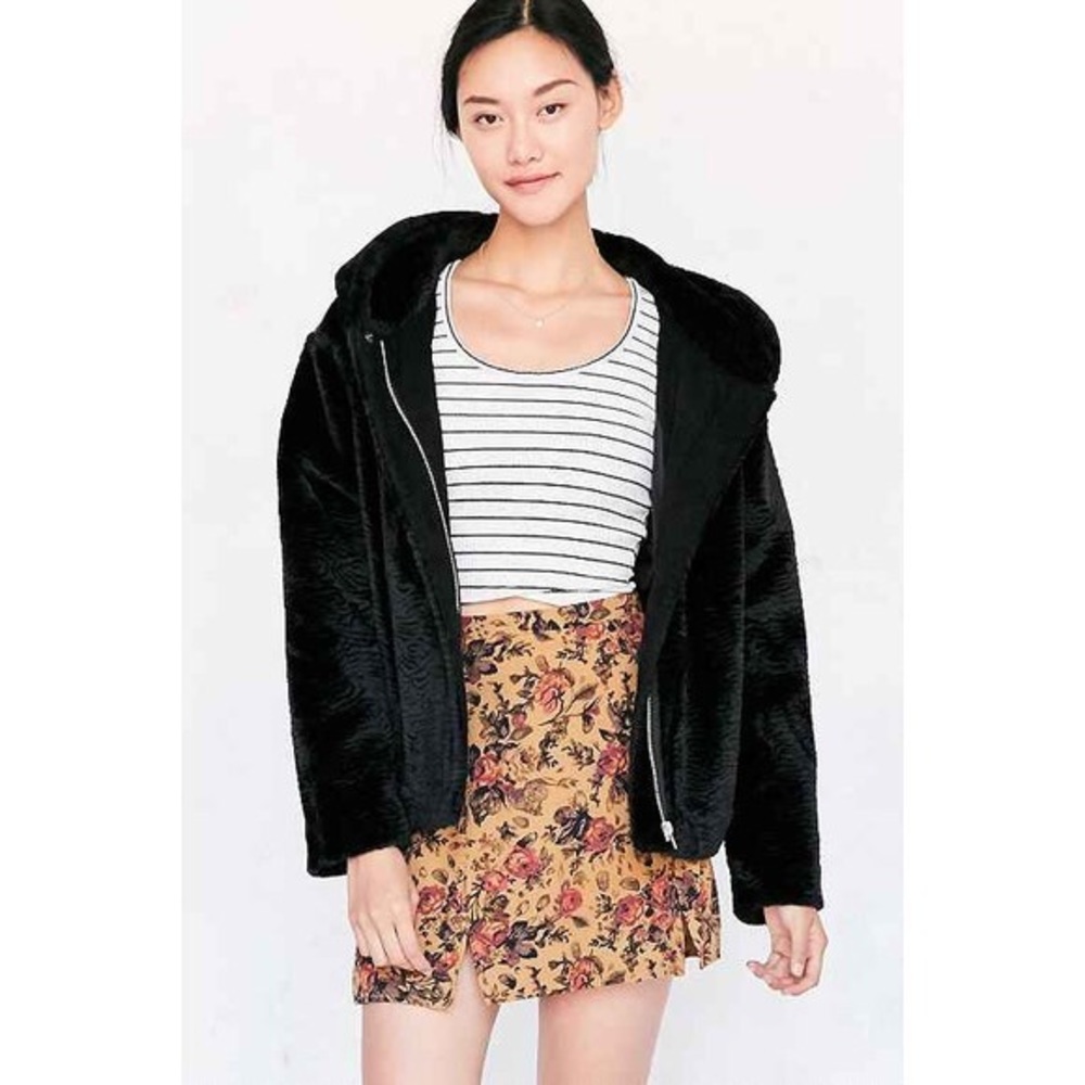 Silence & Noise Faux Fur Hooded Coat